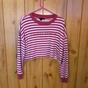Forever 21, pink and white striped crop top, Large
